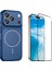 Iphone 17 Pro Max Kılıf M-Safe Şarj Özellikli Kamera Camlı Formen Kapak-Mavi + Tam Kaplayan Antistatik Esd Ekran Koruyucu 1