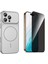 Iphone 16 Pro Max Kılıf M-Safe Şarj Özellikli Kamera Camlı Formen Kapak-Gümüş + Tam Kaplayan Hayalet Ekran Koruyucu 1
