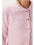 Kadın Date Yumuşak Sakallı Kalp Düğmeli Polo Yaka Pembe Triko Hırka 4