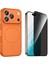 Iphone 17 Pro Max Kılıf M-Safe Şarj Özellikli Kamera Camlı Formen Kapak-Turuncu + Tam Kaplayan Hayalet Ekran Koruyucu 1