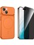 Iphone 14 Kılıf M-Safe Şarj Özellikli Kamera Camlı Formen Kapak-Turuncu + Tam Kaplayan Hayalet Ekran Koruyucu 1