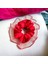 Kadın Kırmızı Kenarları Tül Scrunchie Büyük Boy Simit Toka 3