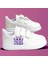 Mor Kanatlı Kedi Baskılı Beyaz Bantlı Çocuk Spor Ayakkabı Sneaker 1