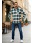 Kışlık Pamuklu Yeşil Uzun Kollu Cepli Erkek Oduncu Gömlek (Slim Fit) 1