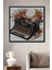 Çerçeve Görünümlü Vintage Çiçekli Daktilo Ahşap Mdf Dekoratif Tablo Dikdörtgen Tablo 1