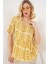 Kadın Bdart Desenli Bisiklet Yaka Bağlama Detaylı Bluz Kehribar Sarısı 4