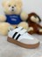 Mınıstep Beyaz Siyah Çizgili Unisex Çocuk Spor Ayakkabı Cırt Cırtlı Rahat ve Şık Günlük Sneaker 1
