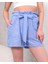 Kuşaklı Keten Şort Mavi S255265 1