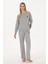 Kadın Gri Melanj Pijama Takım 50318899-VR086 1