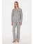 Kadın Gri Melanj Pijama Takım 50318899-VR086 4