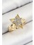 Pirinç Zirkon Taşlı Yıldız Model Gold ve Gümüş Renk Kadın Yüzük - Lisinya 1