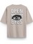 Open Your Eyes Sırt Baskılı Yarı Oversize Taş Rengi Tshirt 1394 1