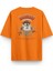 Tazmanian Devil Tazmanya Canavarı Sırt Baskılı Yarı Oversize Turuncu Tshirt 1392 1