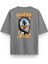 Daffy Duck Sırt Baskılı Yarı Oversize Gri Tshirt 1393 1