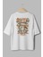 %100 Pamuk Oversize Tshirt Mantar Sırt Baskılı T-Shirt Bisiklet Yaka Beyaz Unisex Tişört T1079 1