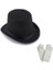 Siyah Sihirbaz Fötr Şapka 15 cm - 1 Çift Beyaz Sihirbaz Eldiveni - Yetişkin Boy 1