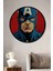 Çerçeve Görünümlü Captain America Ahşap Mdf Dekoratif Ev Duvar Tablo Yuvarlak Ev Duvar Tablo 1