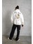 Erkek Oversize Kapüşonlu Sweatshirt - Beyaz 'other Lives' Ön ve Arka Baskılı Beyaz 1