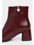 Boni Bordo Rustik Desen Fermuar Detaylı Kadın Topuklu Kadın Bot 4