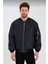 Unisex Siyah Bomber Mont - Su Itici Kumaş, Kapitone Astarlı, Fermuarlı 2