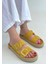 Loera Sarı Nubuk Çift Tokalı Terlik 1