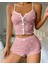 Kadın Pembe Kalpli Askılı Şortlu Pijama Takım 5009 3