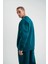 Uzun Kol Bisiklet Yaka Basic Sweatshirt - Koyu Deniz Yeşili 2