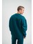 Uzun Kol Bisiklet Yaka Basic Sweatshirt - Koyu Deniz Yeşili 4