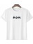 Anneler Gününe Özel Tasarım Mom Çiçek Baskılı T-Shirt - Beyaz 1