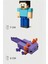 Minecraft Steve ve Mor Aksolotl Axolotl Set Hareketli Eklemli Figür 1