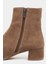 Jesse Desert Koyu Bej Süet Hakiki Deri Lastik Detay Düz Taban Kadın Bot 5