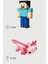 Minecraft Steve ve Pembe Aksolotl Axolotl Set Hareketli Eklemli Figür 1