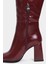 Jules Bordo Raşel Rustik Desen Fermuar Detay Kadın Topuklu Çizme 5