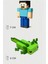 Minecraft Steve ve Yeşil Aksolotl Axolotl Set Hareketli Eklemli Figür 1