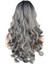 Dalgalı Perçemli Uzun Fiber Sentetik Peruk / Siyah / Gri Ombreli 5