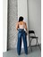 Baggy Süper Taş Bıyık Yıkama Koyu Mavi Jeans Pantolon D2007 2