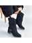 Canty Siyah Süet Körüklü Topuklu Çizme 4