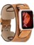 Apple Watch Uyumlu Deri Kordon 42-44-45MM Cuff G19 Taba 5
