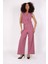 Crop Yelek & Düğmeli Bol Paça Pantolon Takım-Rose 6