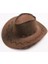 Bağcıklı Yetişkin Boy Süet Kovboy Şapkası Koyu Kahve Renk 1