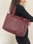 Kadın Suni Deri Bordo Geniş Hacimli Casual Maxi Boy Omuz Çantası 7