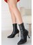 Moert Siyah Cilt Streç Topuklu Bot 2