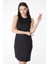 Düz Bisiklet Yaka Kadın Siyah Mini Elbise 4