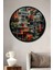 Çerçeve Görünümlü Renkli Tropikal Soyut Şehir Ahşap Mdf Dekoratif Tablo Yuvarlak Tablo 1
