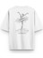 Beyaz Yarı Oversize Tshirt Balerin Find Your Rhythm Minimal Baskılı Oversize Tişört 1386 1