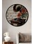 Çerçeve Görünümlü Retro Gramofon ve Çiçekli Ahşap Mdf Dekoratif Tablo Yuvarlak Tablo 1