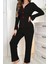 Kadın Siyah Kırmızı Biyeli ve Fiyonklu Uzun Kollu Mevsimlik Pijama Takımı 4