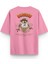 Tazmanian Devil Tazmanya Canavarı Sırt Baskılı Yarı Oversize Pembe Tshirt 1392 1