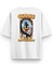 Daffy Duck Sırt Baskılı Yarı Oversize Beyaz Tshirt 1393 1