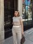 Crop Pantolon Biyeli Takım Bej 4